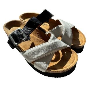 NAOT Juliette Slide Sandals Black & White Slip On Platform Sz 37- 6/6.5